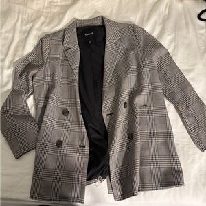 Madewell gray and black Plaid Blazer